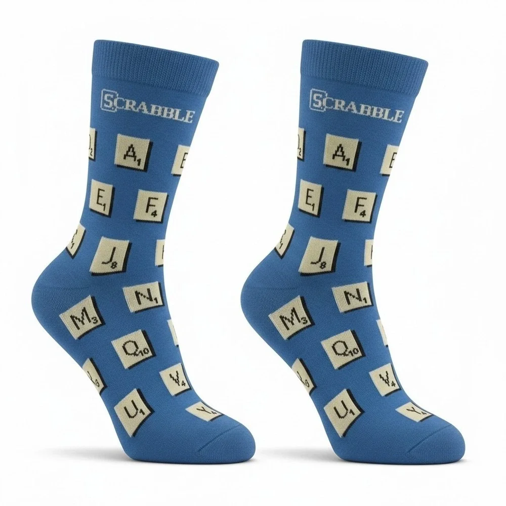 Odd Sox Scrabble Tiles Blue Crazy Funny Novelty Crew Socks Men's Size 6-12 NWT